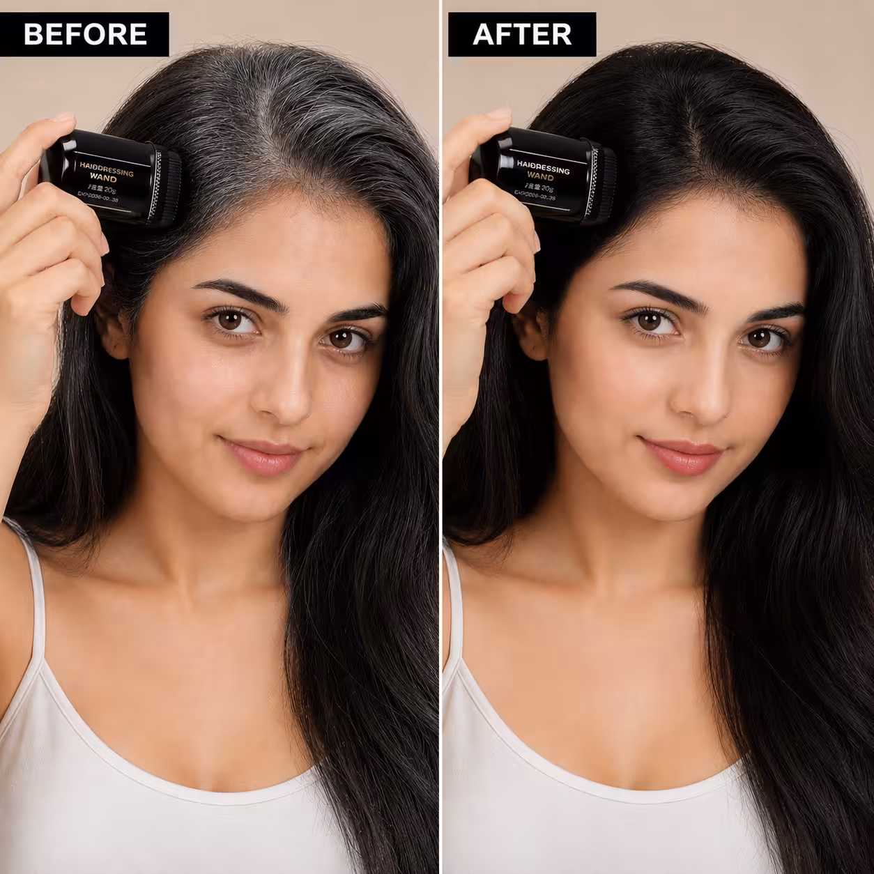 2-in-1 Hair Dye Stick / Hair Root Touch-Up Stick in use